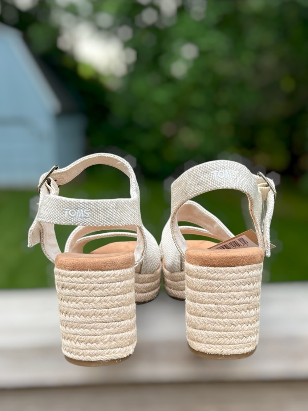 TOMS Kiki Natural Yarn Dye Espadrille Platform Sandals NWT Size 9 - Picture 8 of 10